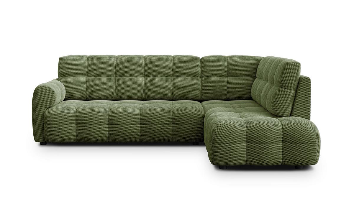 ECKSOFA MELLOW 5-Sitzer, olive - Schwarz/Grün, Holz/Textil (283/191cm) - Wozimo