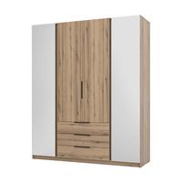 KLEIDERSCHRANK Nehir Eiche Evoke 200 cm - 4T3S Modern mit Schubladen und 2 Spiegeln außen - Eichefarben, Holzwerkstoff/Kunststoff (200/239/61.9cm) - AX Living