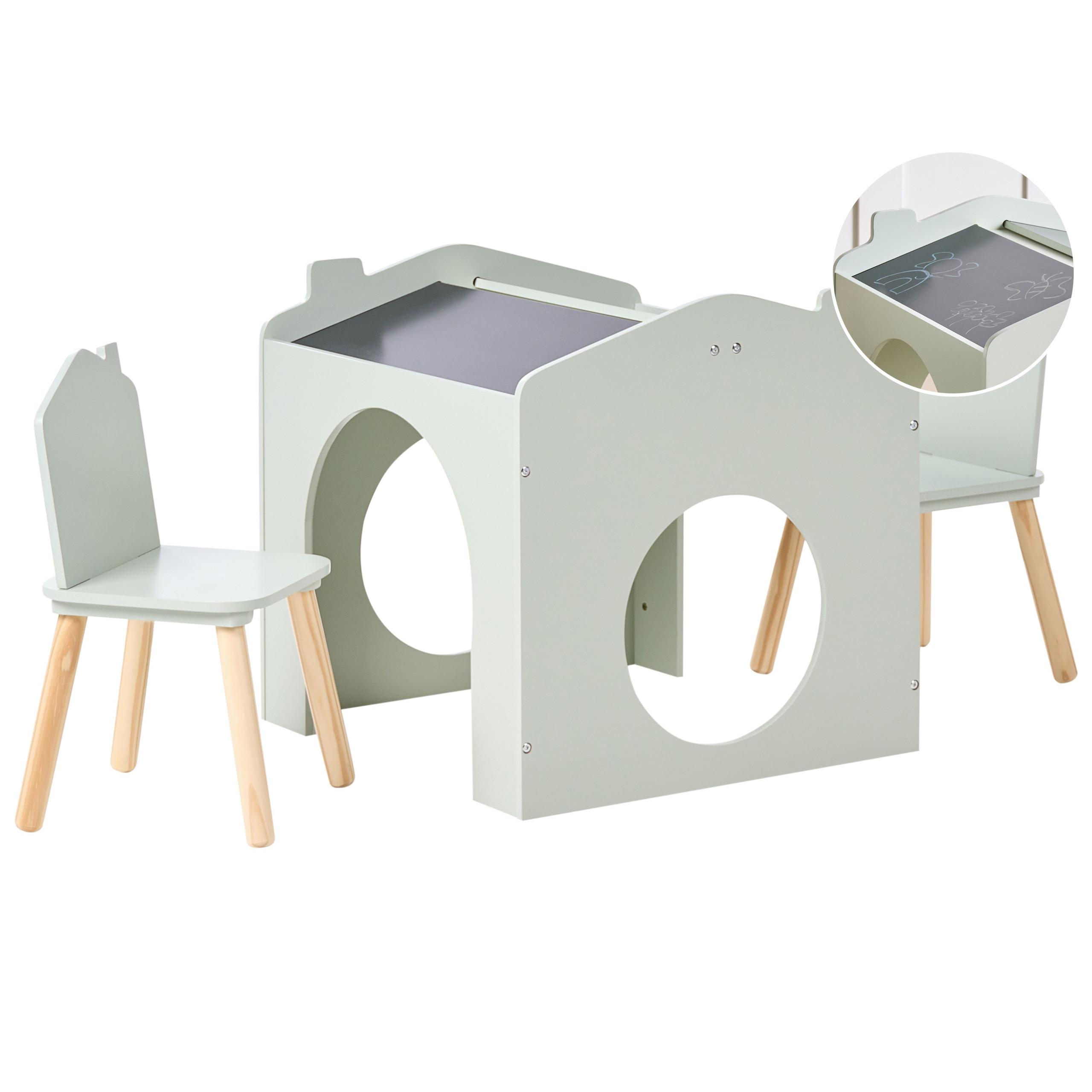 KINDERTISCH mit Stühlen Hellgrün Quilpie - Hellbraun, Holzwerkstoff (59/59/61cm) - Beliani