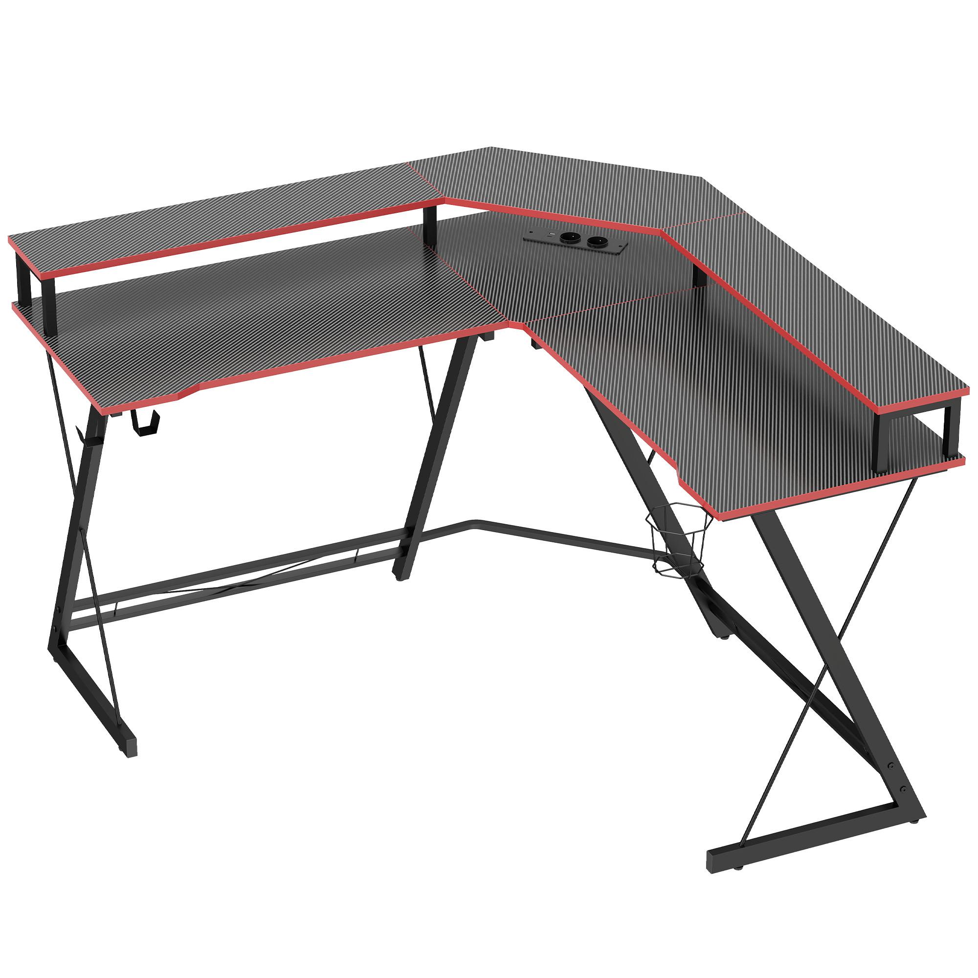 L-FÖRMIGER-COMPUTERTISCH Spanplatte Metall Schwarz - Schwarz, Holzwerkstoff/Metall (128/128/88cm) - HOMCOM