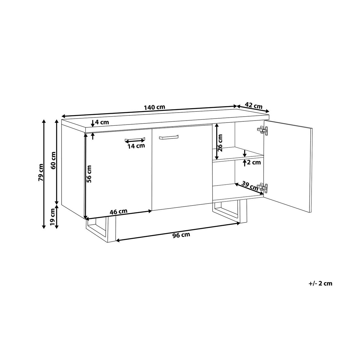 SCHRANK Hellbraun Timber - Braun, Holzwerkstoff (140/79/42cm) - Beliani