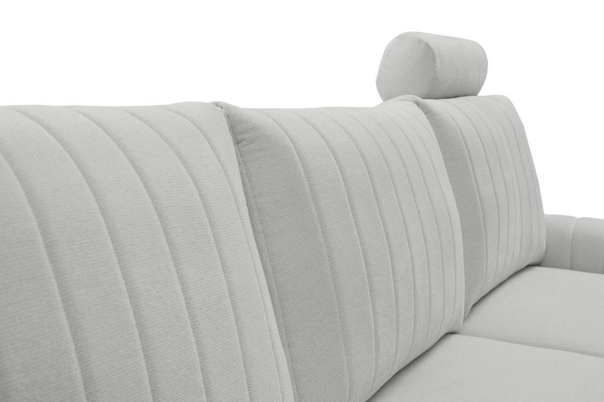 ECKSOFA VERONA R-S Hellgrau Geflochtener Stoff mit Schlaffunktion - Hellgrau, Holz (251/164cm) - MASSENO