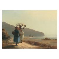 FOTOTAPETE 208x146 cm - Ein Spaziergang am Meer - Beige, Textil (208/146cm) - Wallfluent