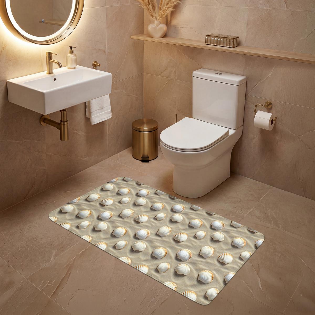 WC-VORLEGER Muscheln - Sand - Maritim WC Teppich 120x60 cm - Sandfarben, Textil (120/1cm) - OnlyWow