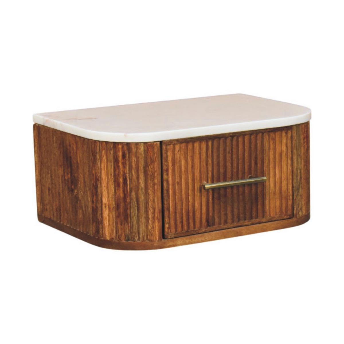 NACHTTISCH mit Golden-Teak-Finish, Marmorplatte oben, 1 Schublade, braun - Braun, Holz/Naturmaterialen (44/20/31cm) - Artisan Furniture