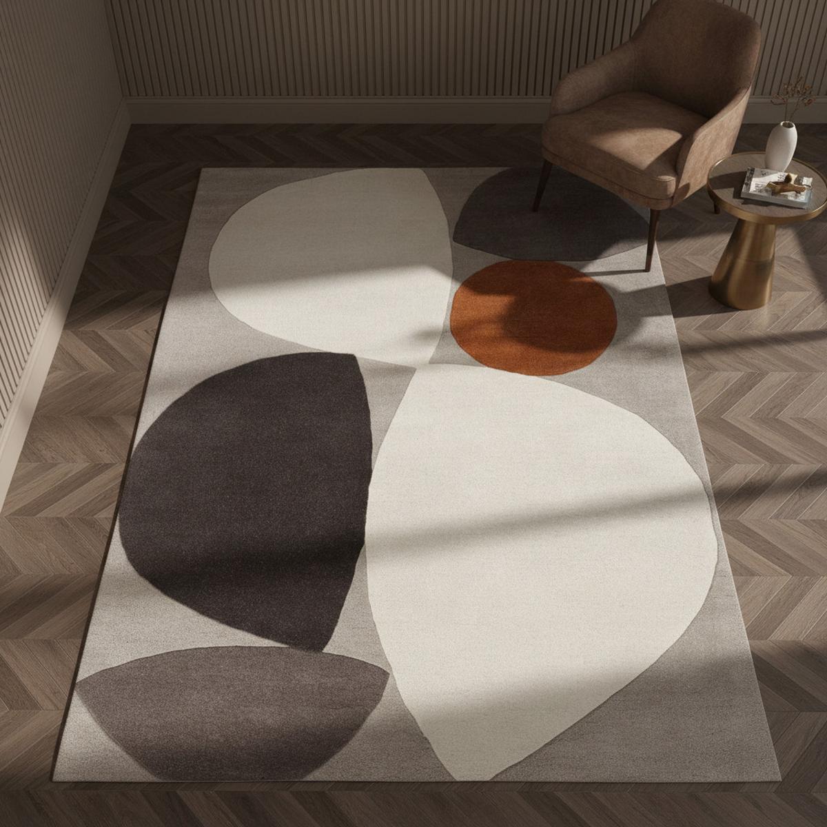 WOLLTEPPICH ELAN-Mouzon, geometrisch-abstrakt, Silbergrau, 120 x 170 cm - Grau, Textil (170/120cm) - KADIMA DESIGN