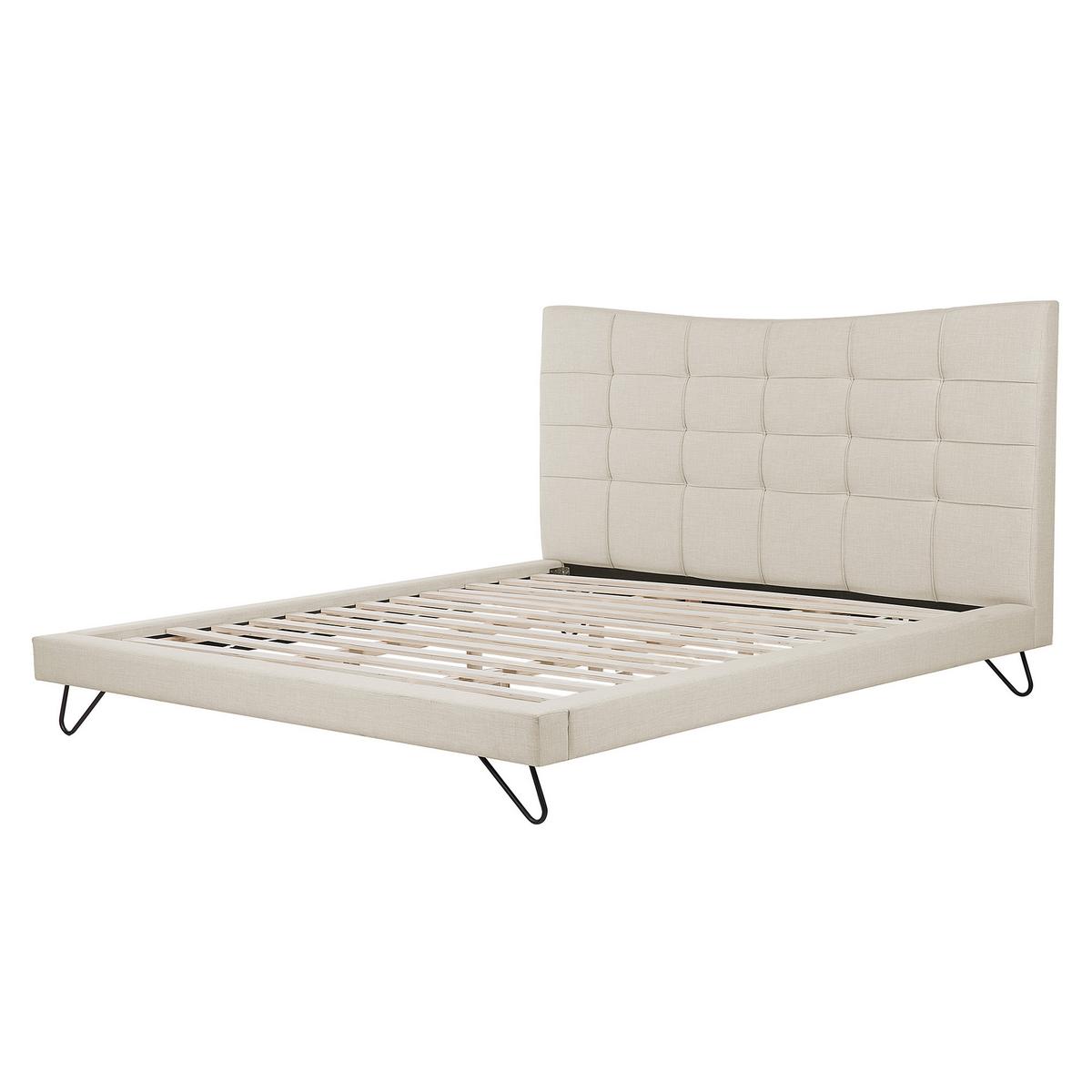 POLSTERBETT 160/200cm Helles Beige Lannion - Beige, Textil (160/200cm) - Beliani