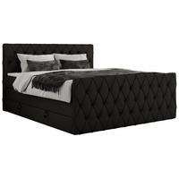 BOXSPRINGBETT MIREN KING DUO 200/200 Schwarz Kunstleder - H3 - Schwarz, Holz/Textil (200/200cm) - MKS