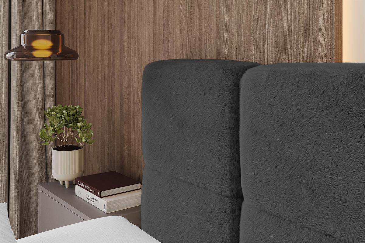 POLSTERBETT mit Bettkasten und Lattenrost mit Kopfteil, Boxbett ohne Matratze, mit Stauraum - NATA 200x200 Dunkelgrau - Dunkelgrau, Holzwerkstoff/Textil (200/200cm) - ALTDECOR