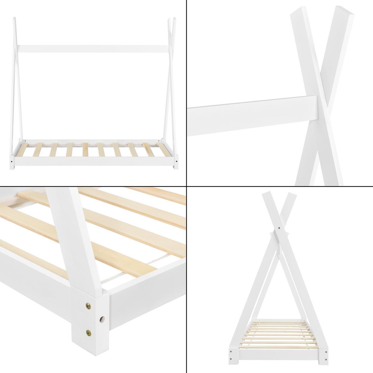 KINDERBETT Onejda - Weiß, Holz (80/160cm) - [en.casa]