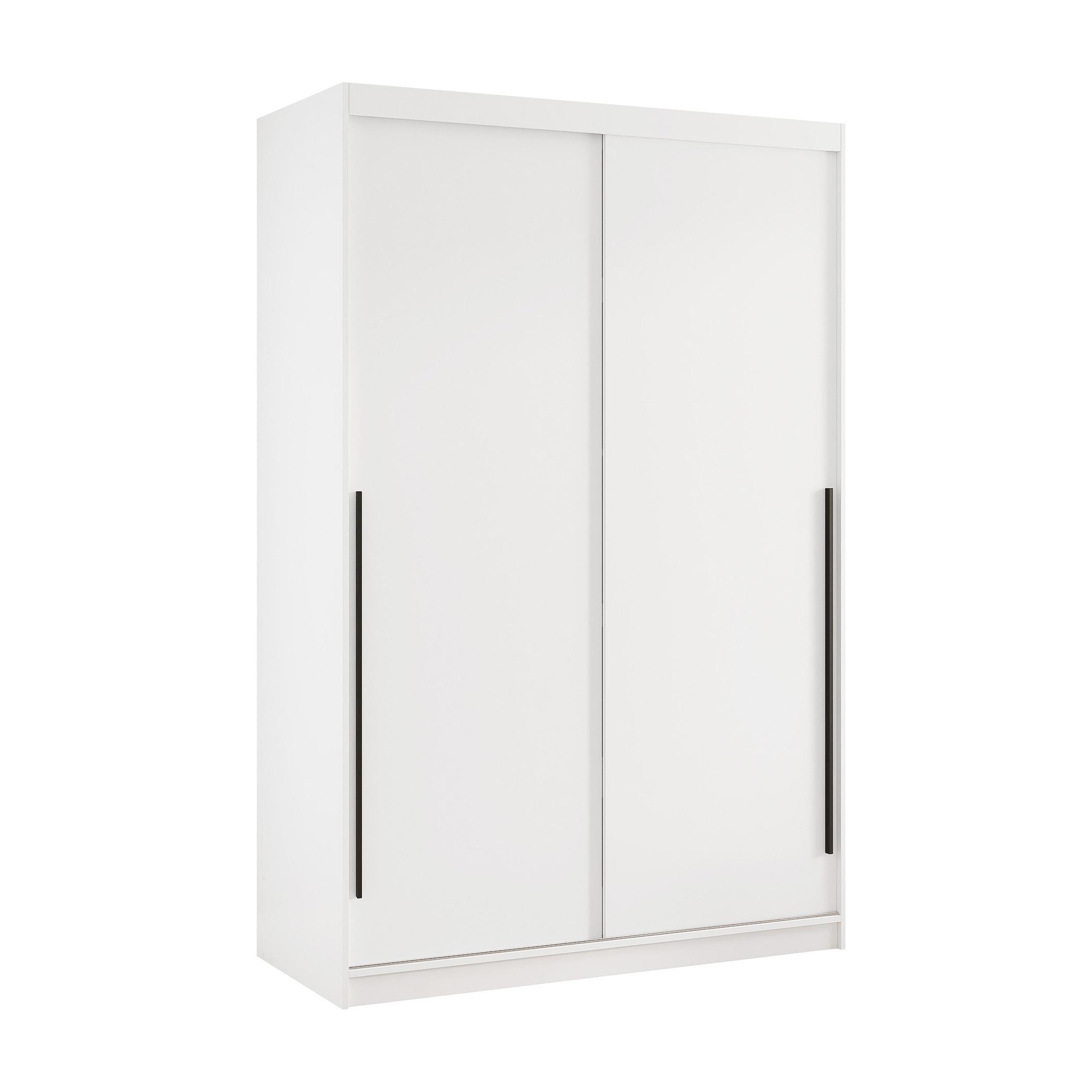 SCHIEBETÜRENSCHRANK SILENTE 140 cm mit Einlegeböden und Kleiderstange - Weiß, Holzwerkstoff (140/215/60cm) - Idohome