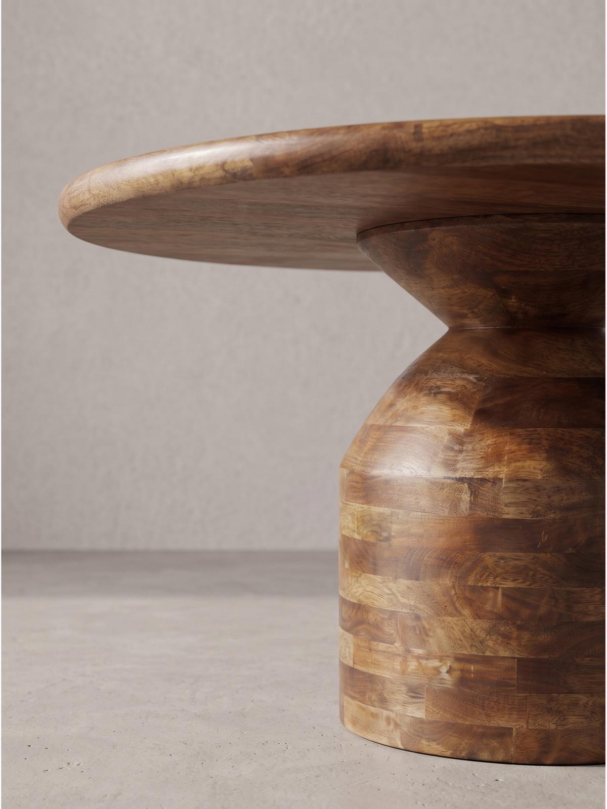 COUCHTISCH ATRANI, Mango Massivholz, Ø 60 x 41,5 cm - Braun, Mangoholz/Holz (60/60/41.5cm) - KADIMA DESIGN
