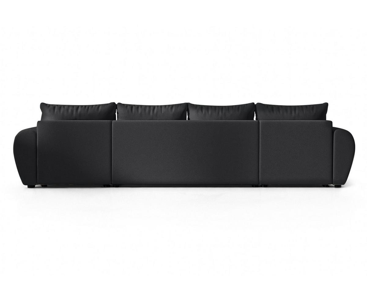 WOHNLANDSCHAFT Malatya U Form Schwarz 311/145/80 cm mit Schlaffunktion - Schwarz, Kunststoff/Textil (311/80/145cm) - AX Living