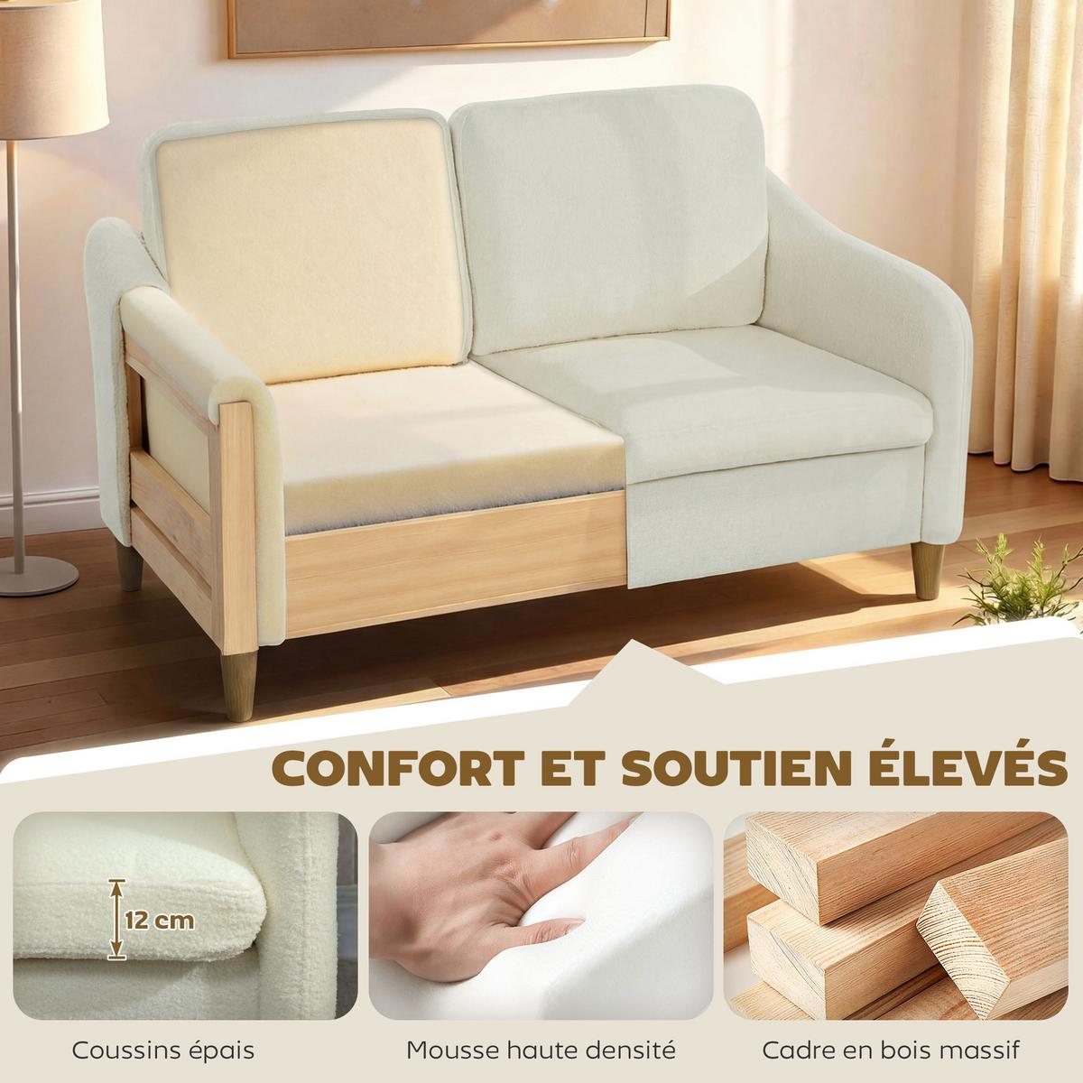 SOFA Wylvith 137/69/82cm - Creme, Textil (69/82/137cm) - ZMH