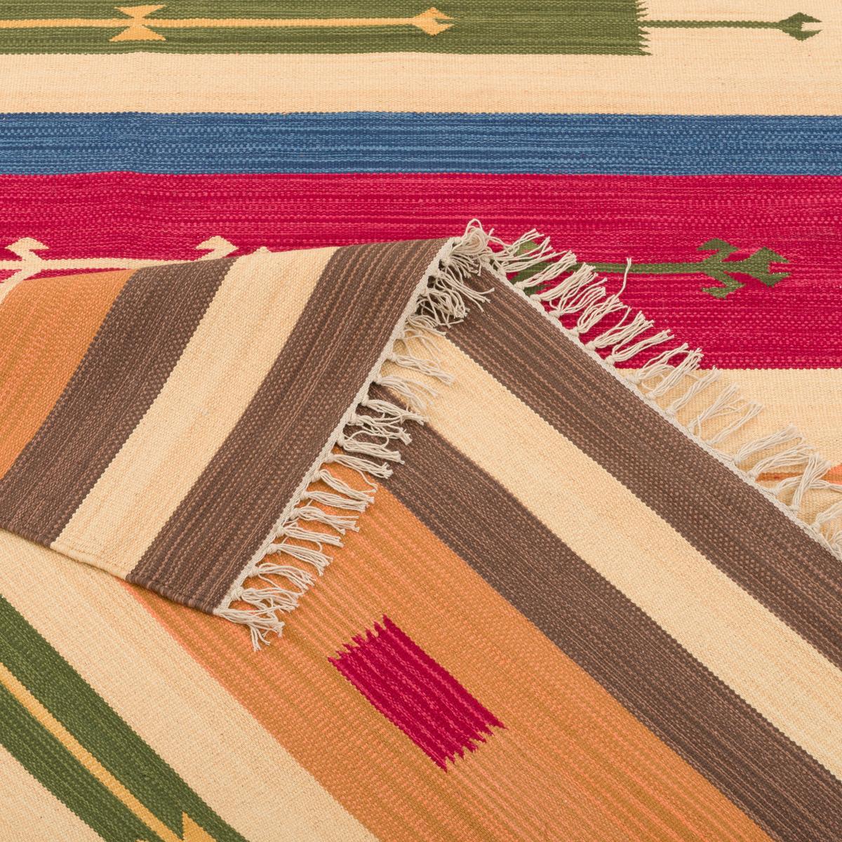 BAUMWOLLE NATUR KELIM TEPPICH LINA MODERN - Multicolor, Textil (90/160cm) - Pergamon