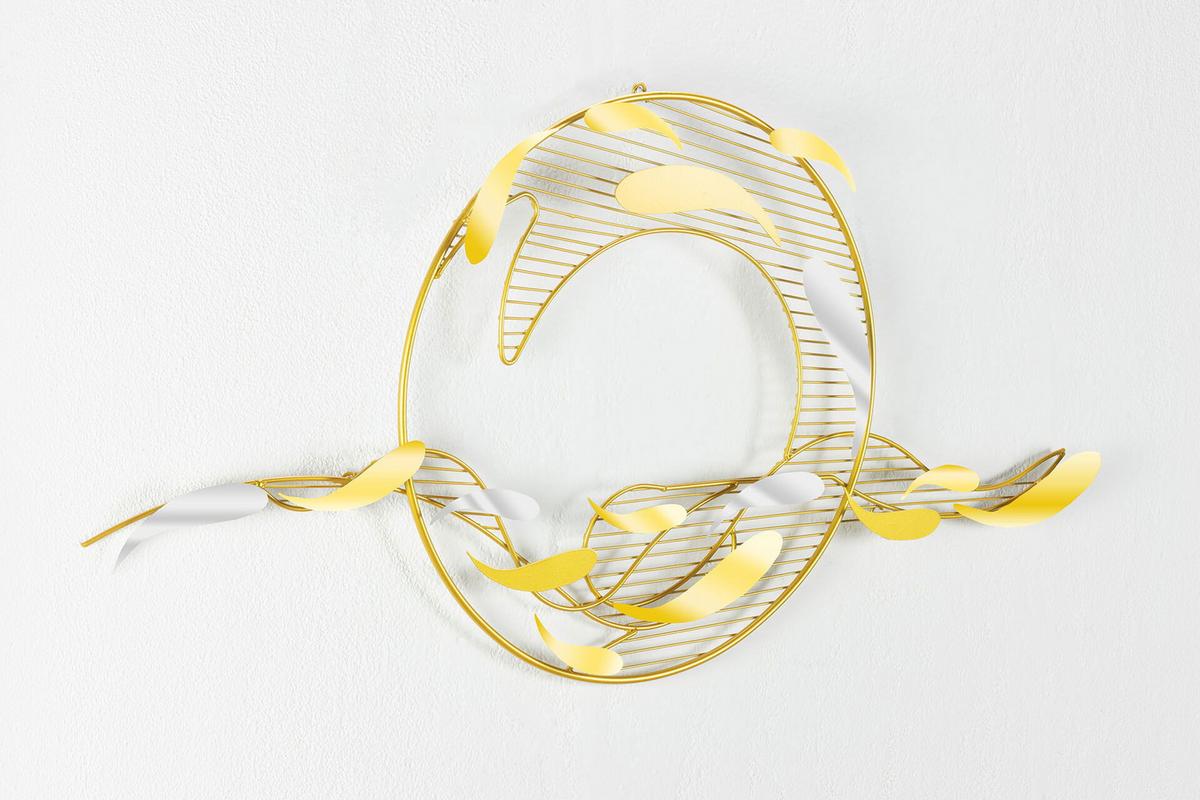 WANDDEKO Gold 121/53 cm - Goldfarben/Kupferfarben, Metall (3.2/53/6cm) - KUNSTLOFT