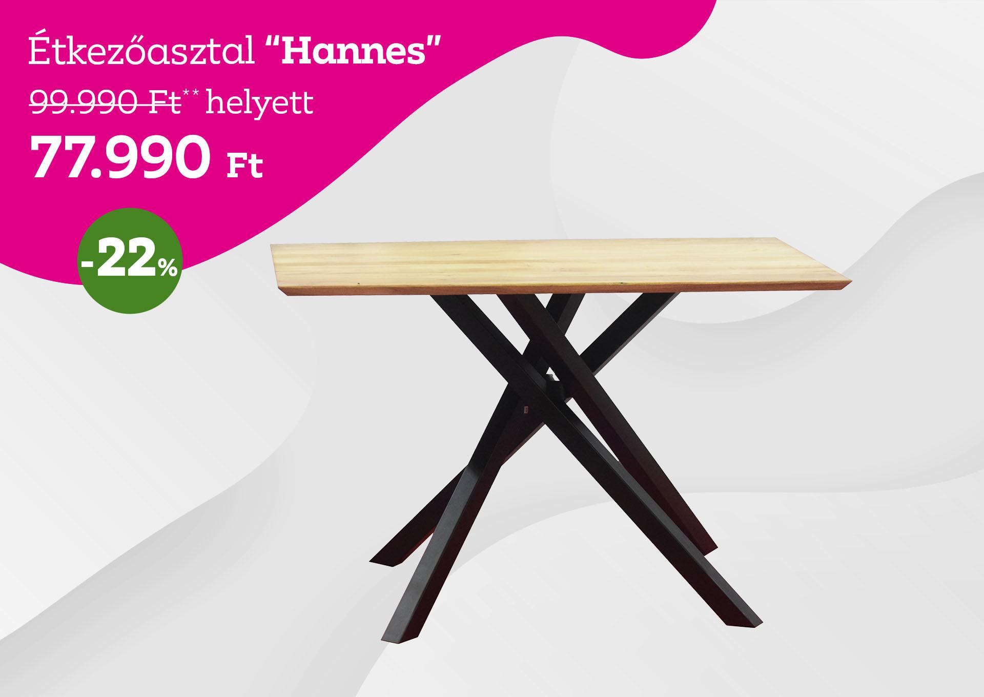 Étkezőasztal  Hannes 99990 Forint helyett 77990 Forint, kedvezmény mértéke 22%