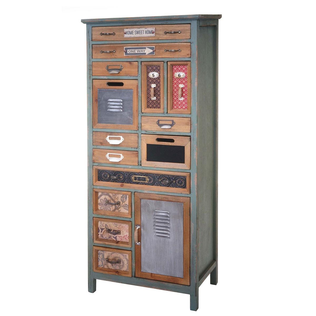 APOTHEKER-SCHRANK Blau, Multicolor - Blau/Multicolor, Holz (57/138/32cm) - MCW