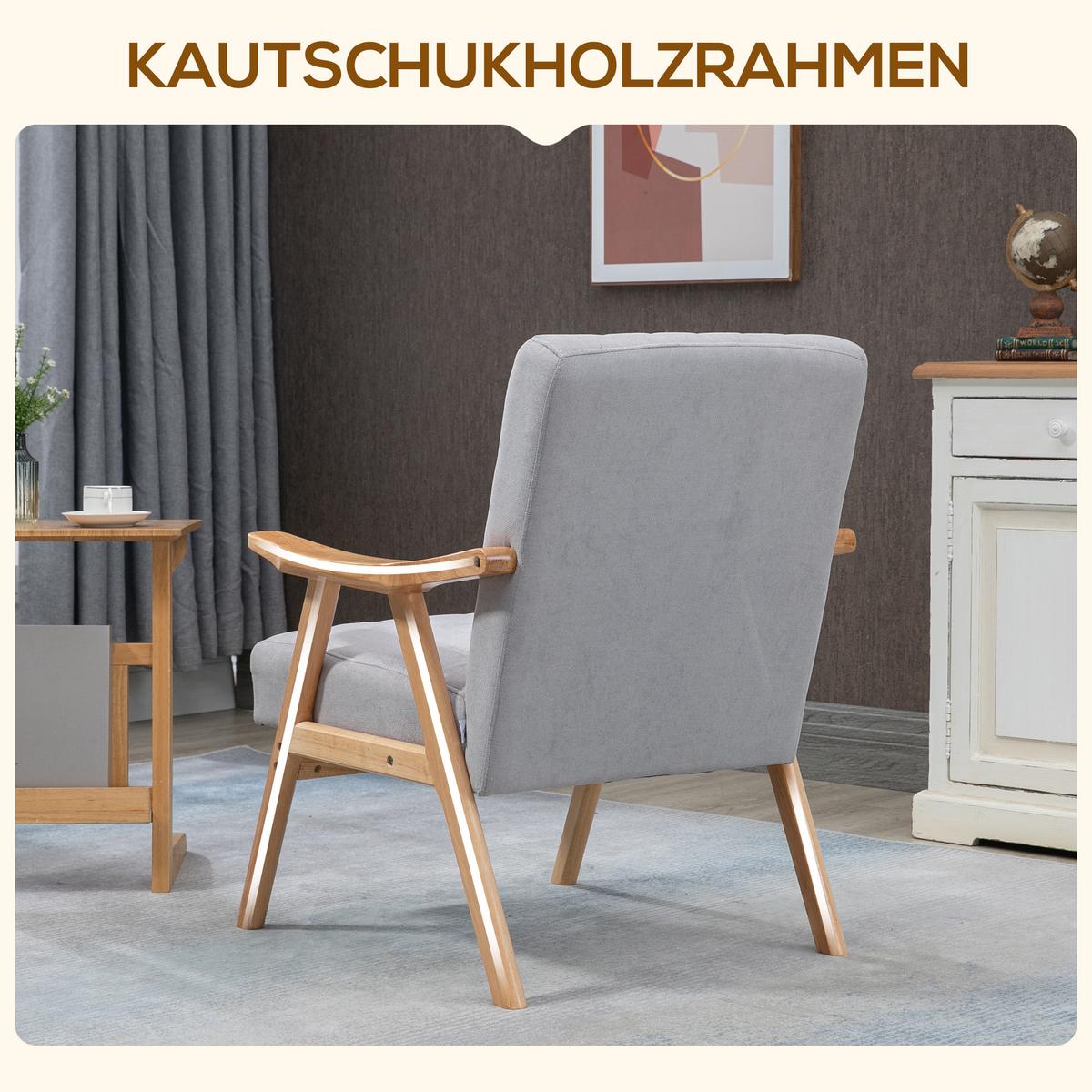 OHRENSESSEL, Polsterstuhl mit Armlehnen, Loungesessel, Relaxsessel, Armlehnstuhl - Hellgrau, Kunststoff (74/82/68cm) - HOMCOM