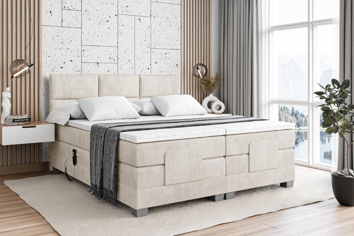 BOXSPRINGBETT elektrisch verstellbar mit 2 Matratzen H4/Taschenfederung PROT EL 180 x 200 Creme - Creme, Holzwerkstoff (187/200cm) - ALTDECOR