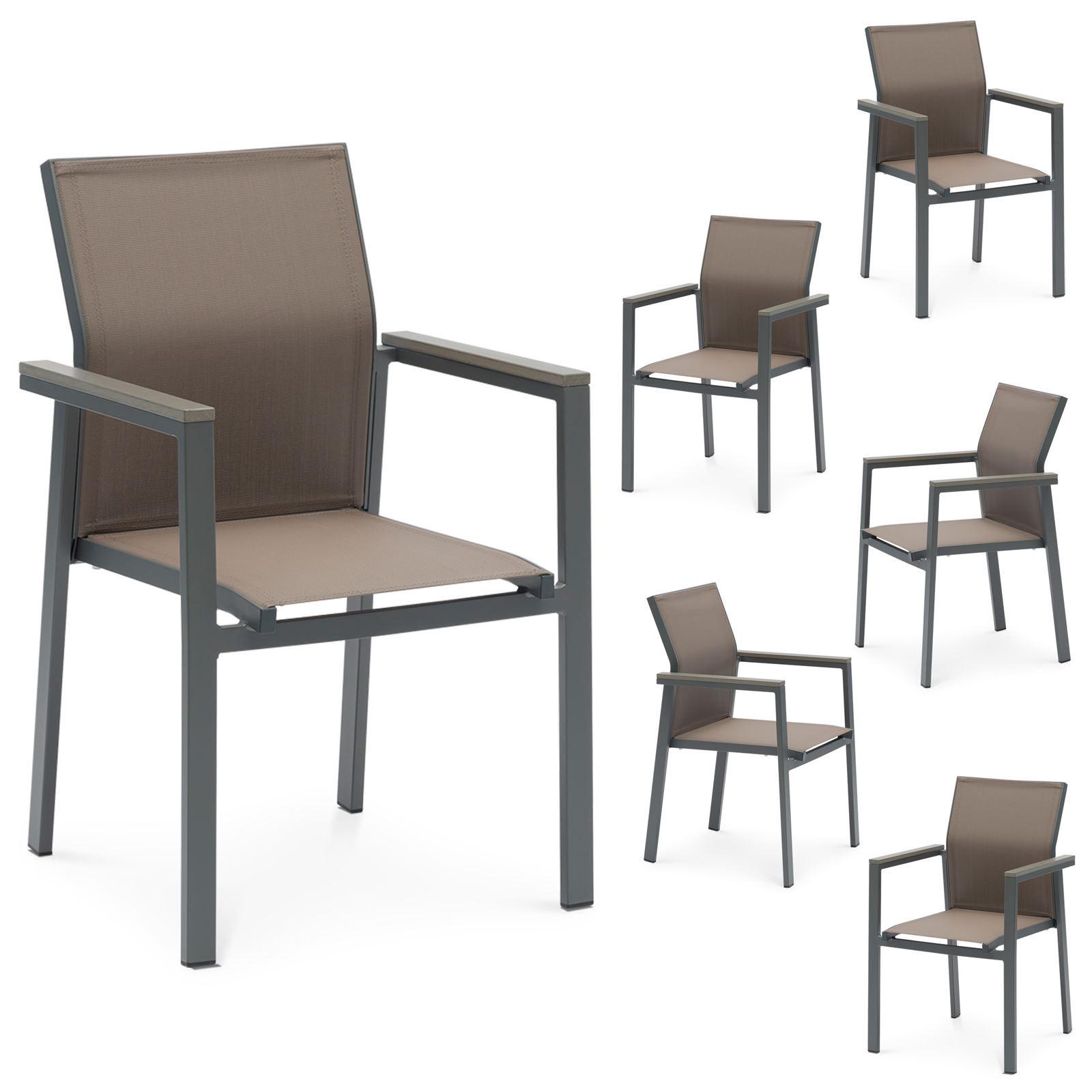 GARTENSTÜHLE WINDY 6ER-SET - Grau, Textil (56/87/58cm) - IDIMEX