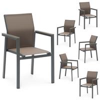 GARTENSTÜHLE WINDY 6ER-SET - Grau, Textil (56/87/58cm) - IDIMEX