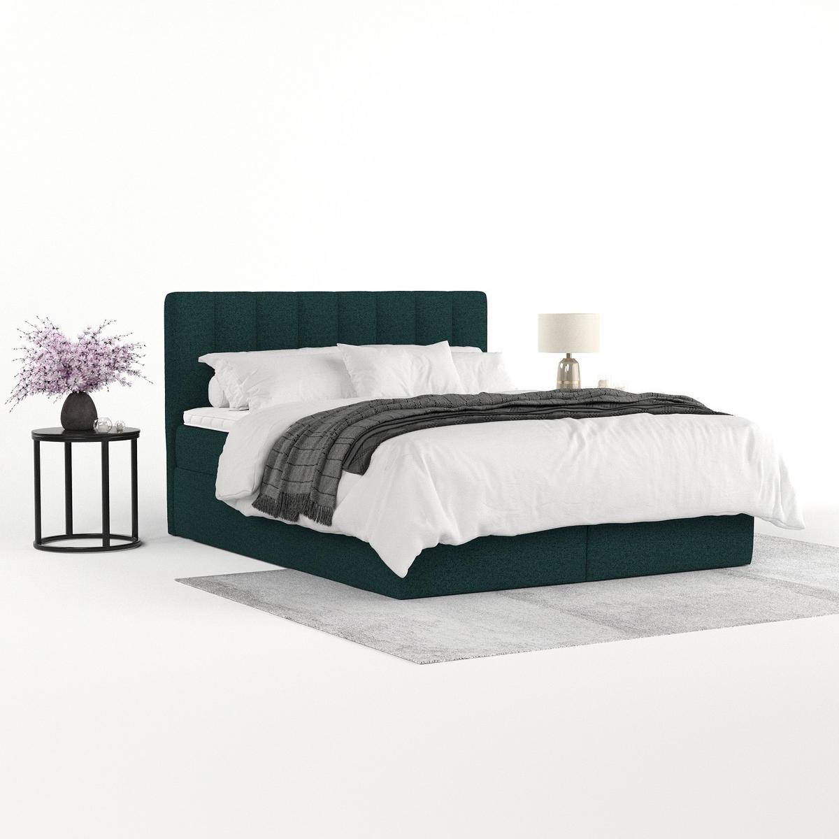 BOXBETT Lusso 200/200 cm Grün im Riva Stoff - Schwarz/Grün, Holz/Holzwerkstoff (200/200cm) - AltaBeds