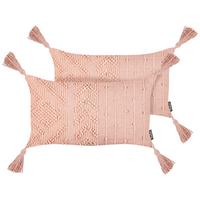 DEKOKISSEN 2er-Set Pfirsichrosa 30/50 cm Valvaria - Pink, Naturmaterialien (50/30cm) - Beliani