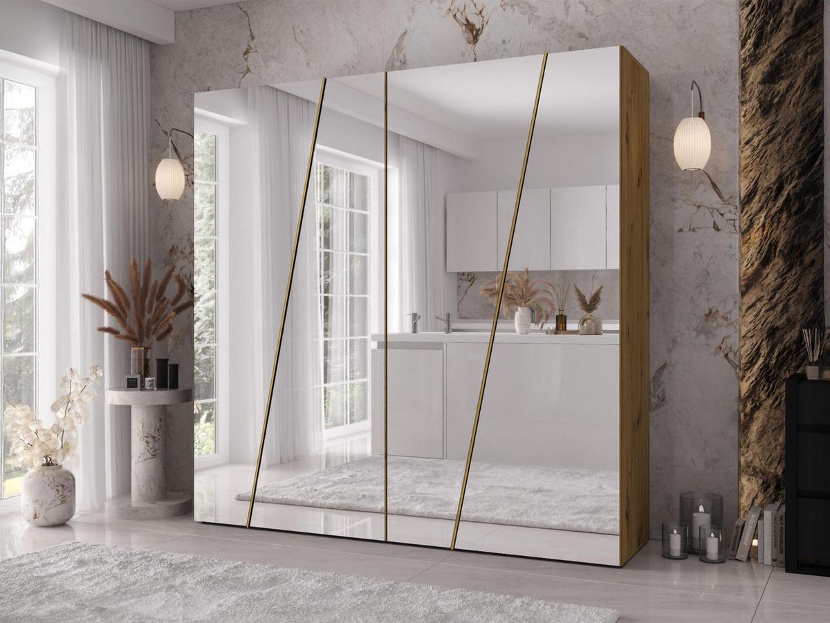DREHTÜRENSCHRANK Zen 4L 200 cm - Goldfarben/Schwarz, Holzwerkstoff/Kunststoff (200/202/50cm) - MIRJAN24