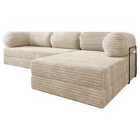 ECKSOFA ETERA modulares Boneless Sofa mit Schlaffunktion Creme Cordstoff - Creme, Textil (270/160cm) - MASSENO