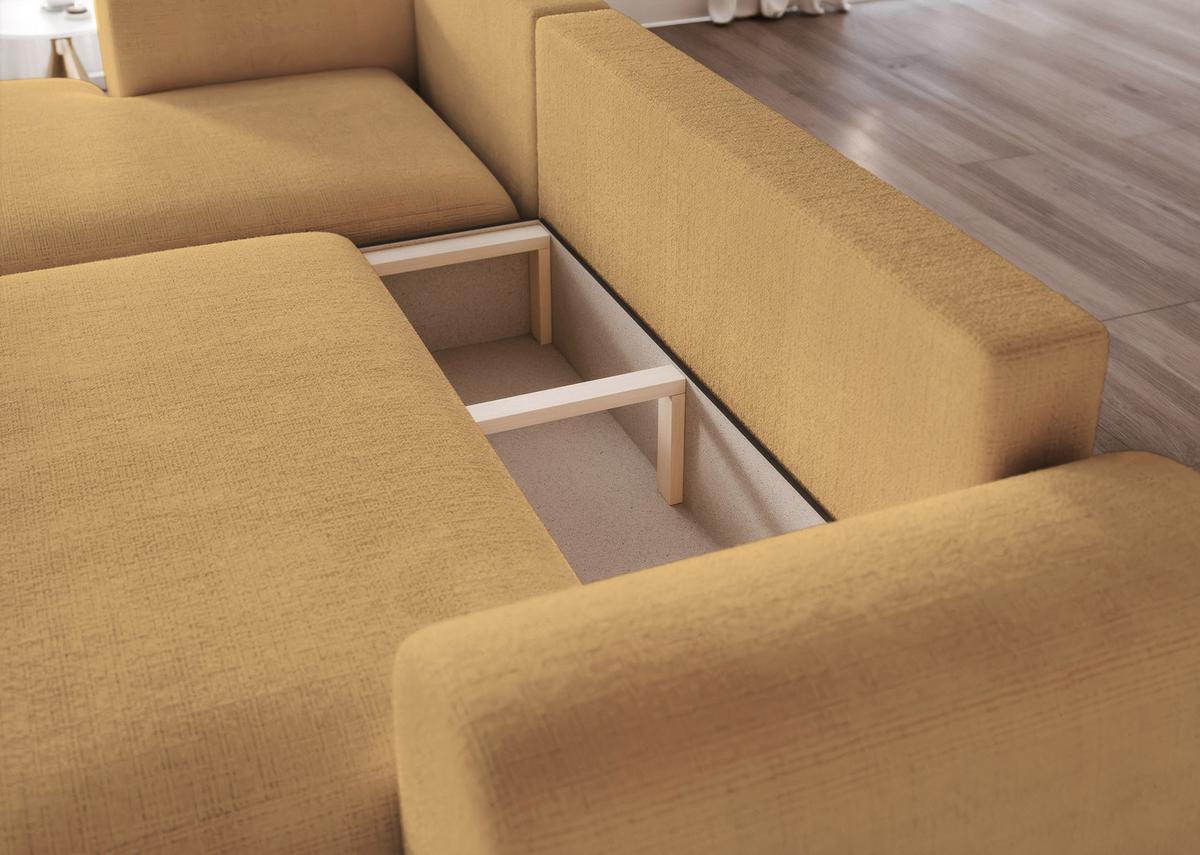 ECKSOFA BLOOM Links mit Schlaffunktion und Bettkasten Gelb - Gelb, Kunststoff/Textil (263/150cm) - Idohome