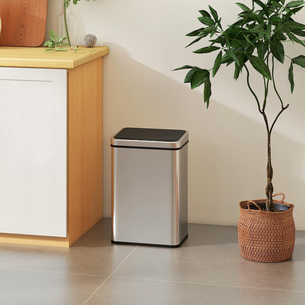ELEKTRISCHER MÜLLEIMER aus ABS 430-Edelstahl Silber - Silberfarben, Metall (26/55/35.5cm) - HOMCOM