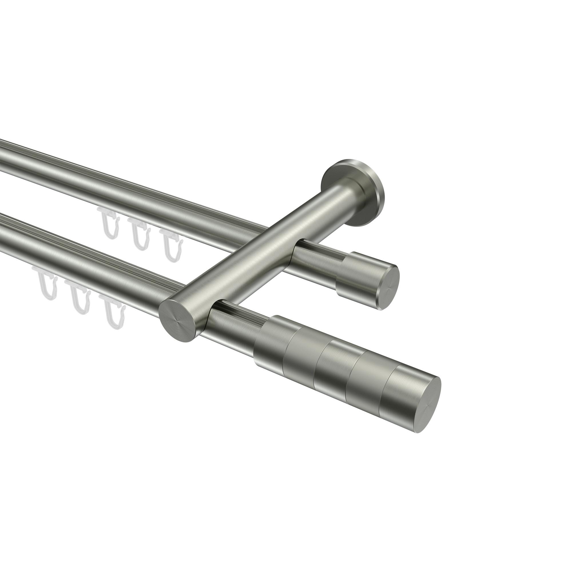 GARDINENSTANGE INNENLAUF Platon Mavell 280 cm (geteilt in 2 x 140 cm), 2-läufig, 20 mm Ø Edelstahl-Optik - Edelstahlfarben/Silberfarben, Metall (280cm) - INTERDECO