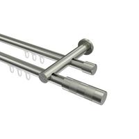 GARDINENSTANGE INNENLAUF Platon Mavell 280 cm (geteilt in 2 x 140 cm), 2-läufig, 20 mm Ø Edelstahl-Optik - Edelstahlfarben/Silberfarben, Metall (280cm) - INTERDECO