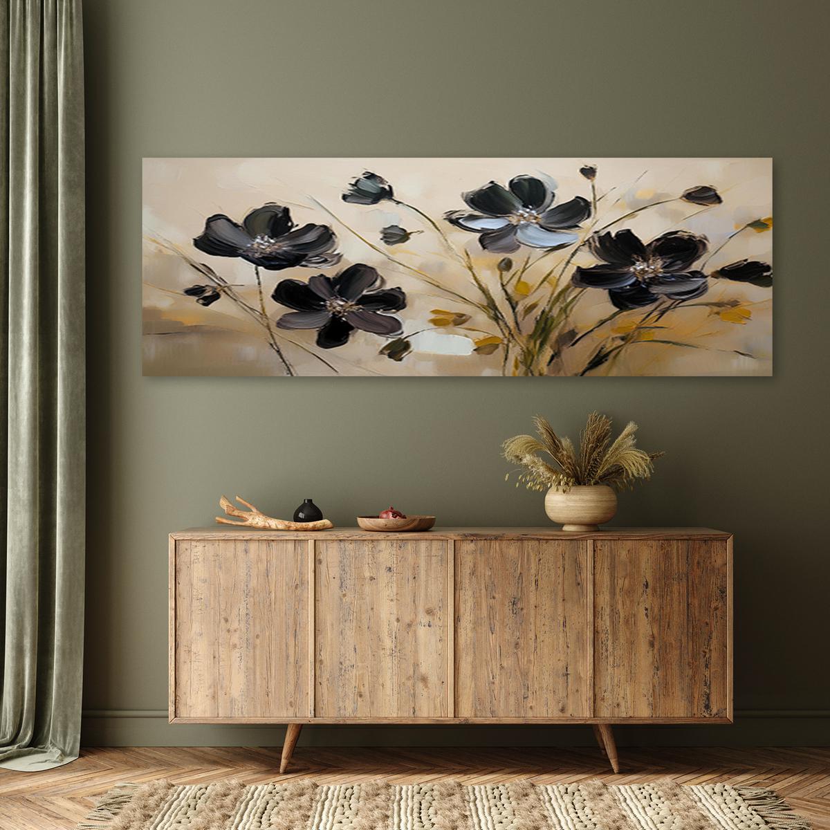 WANDBILD bemalte mohnblumen - Schwarz, Textil (90/30cm) - Feeby
