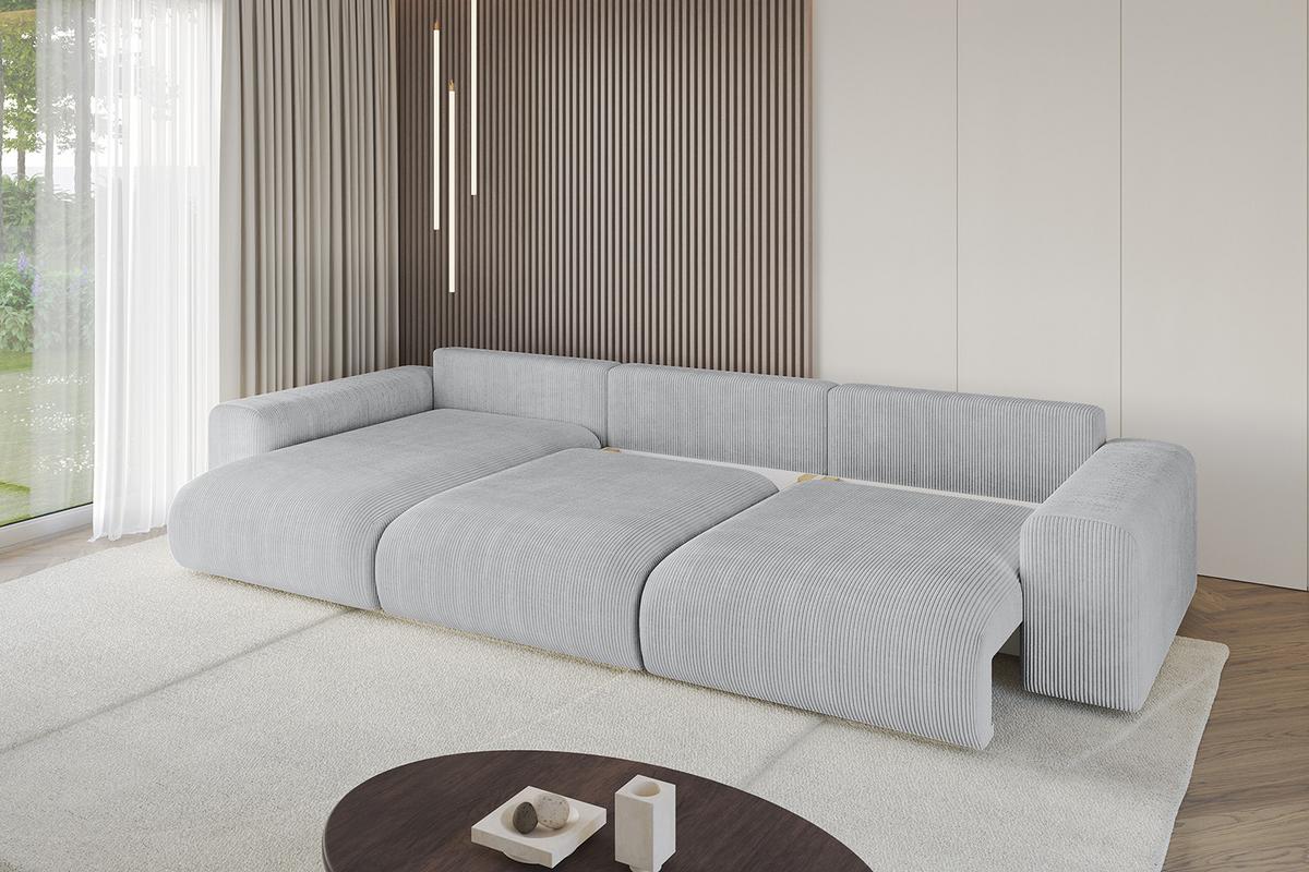 ECKSOFA Ottomane links ESKAR-L2 364x176x72 Grau Cord - Schwarz/Grau, Holzwerkstoff/Kunststoff (364/176cm) - ALTDECOR