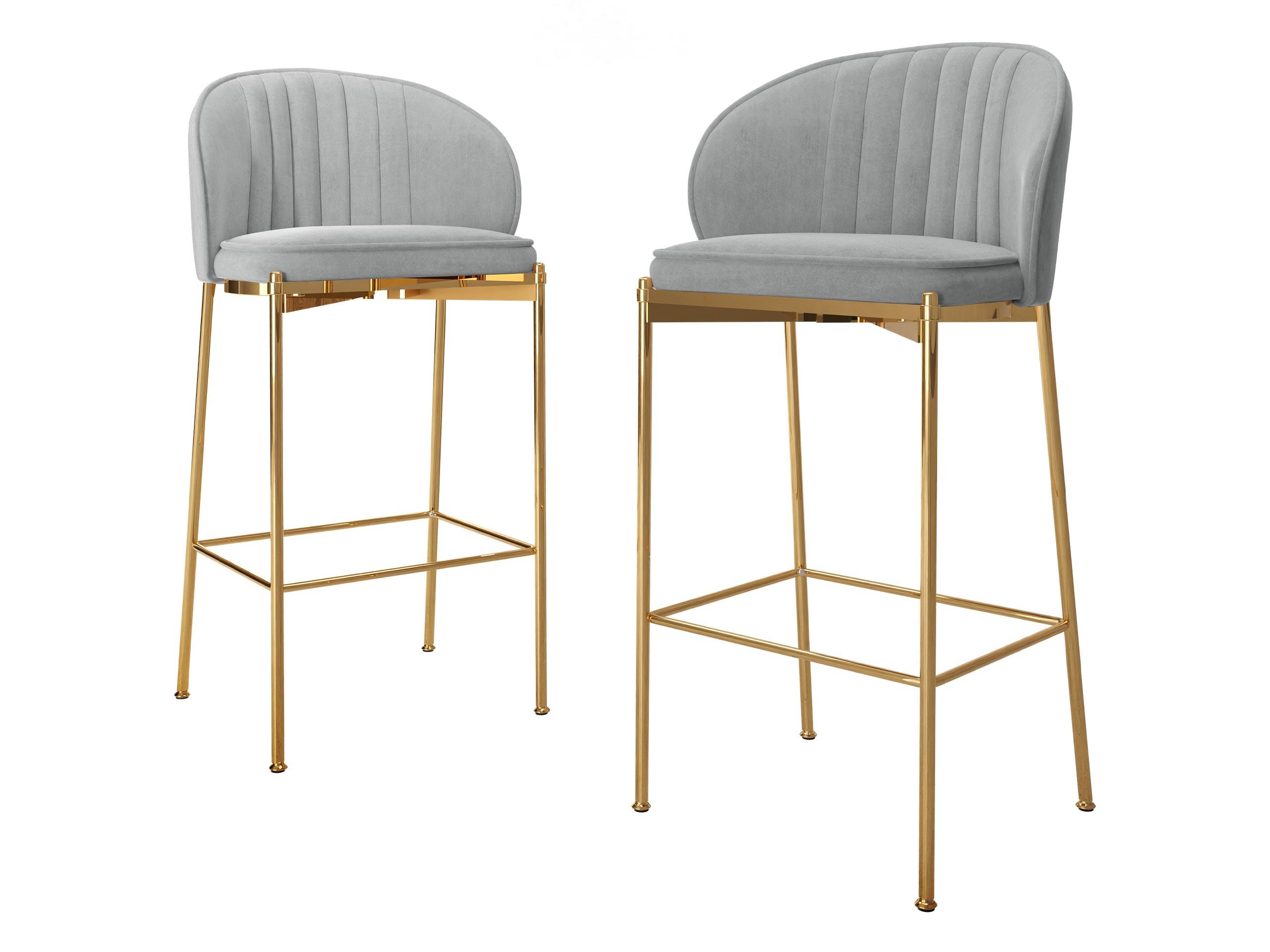 BARHOCKER-SET Muz BS-1258/GL - Goldfarben/Grau, Textil/Metall (55/101/51cm) - MIRJAN24