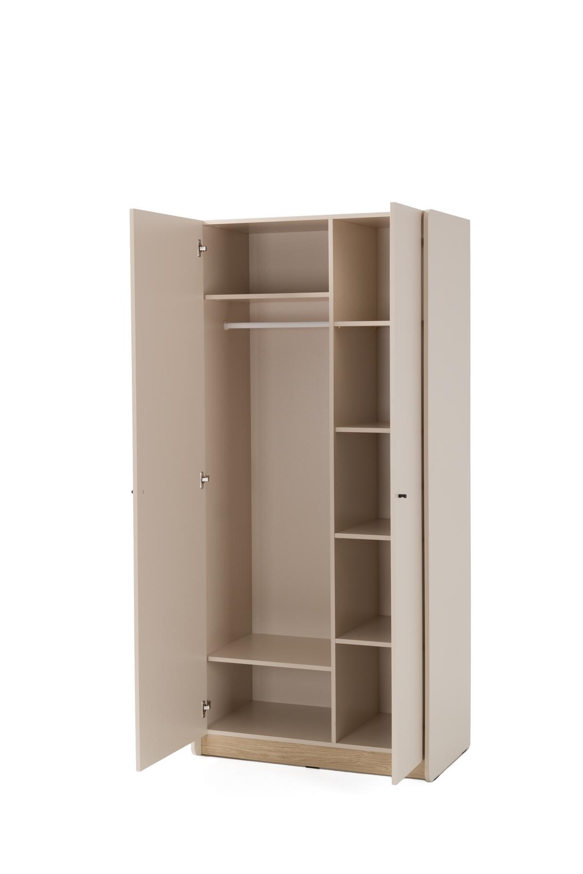 DREHTÜRENSCHRANK VETTA 90/195/52cm 2-türig Beige - Eichefarben/Beige, Holzwerkstoff (90/195/52cm) - MASSENO