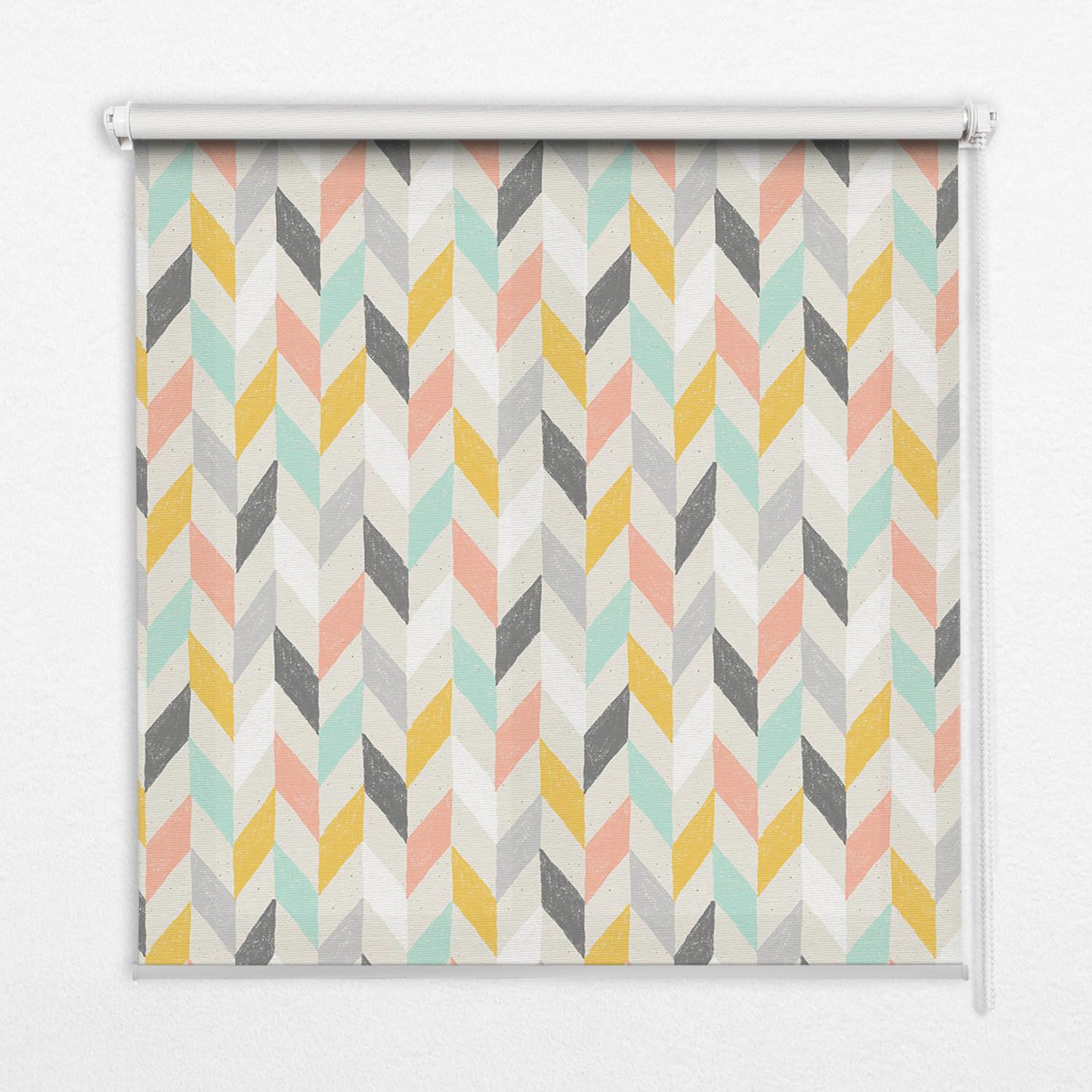 INNENROLLO - Fensterrollo - Rollo - 100x180 cm - Buntes Fischgrätmuster - Gelb, Kunststoff (100/180/0.5cm) - TULUP