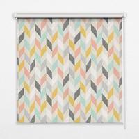 INNENROLLO - Fensterrollo - Rollo - 100x140 cm - Buntes Fischgrätmuster - Gelb, Kunststoff (100/140/0.5cm) - TULUP