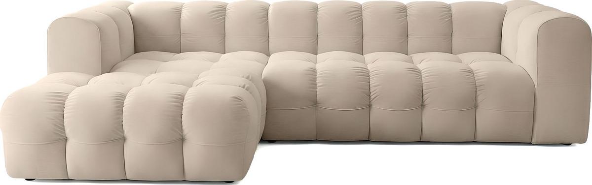 ECKSOFA Mochi L-Form 5-Sitzer Links, Samt, Grau 290/75/193 cm - Schwarz/Grau, Kunststoff/Textil (290/193cm) - WFL GROUP