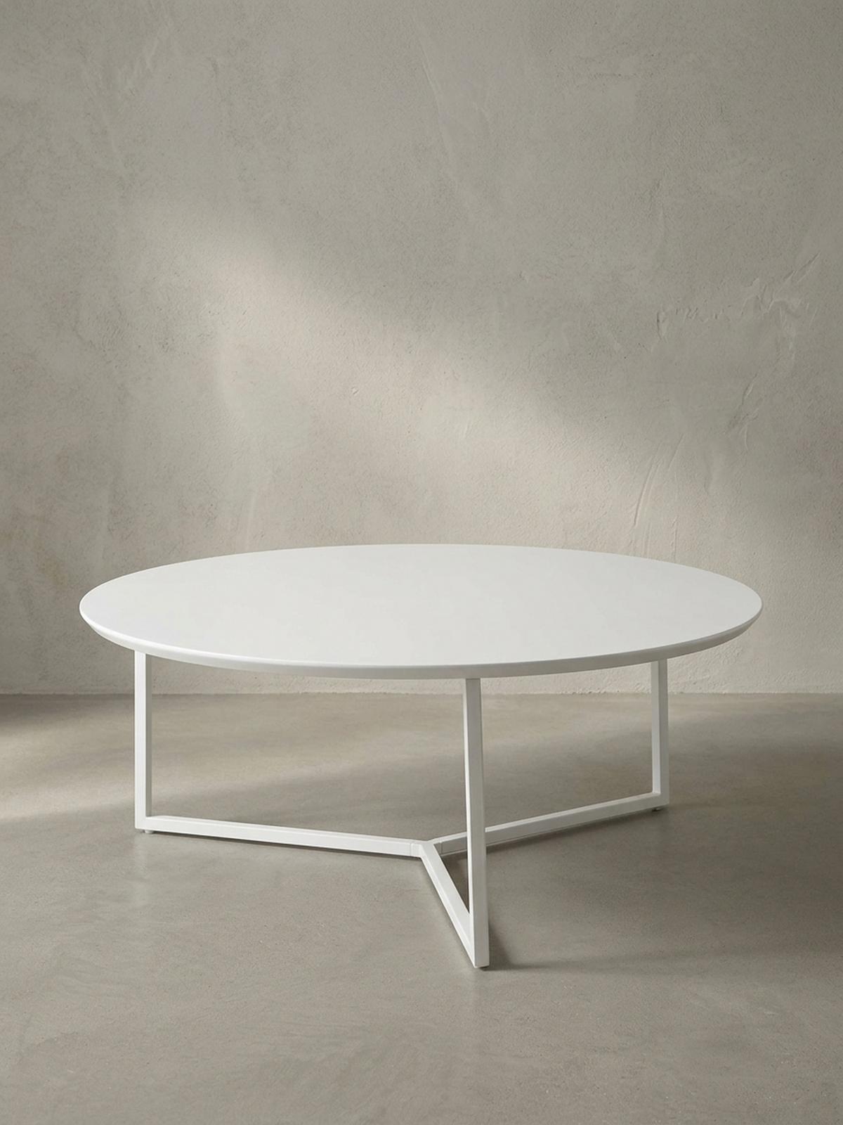 COUCHTISCH rund, Weißes MDF-Holz mit Metallbeinen, Durchmesser 80 cm, Höhe 33 cm - Weiß, Holz/Metall (80/80/33cm) - KADIMA DESIGN