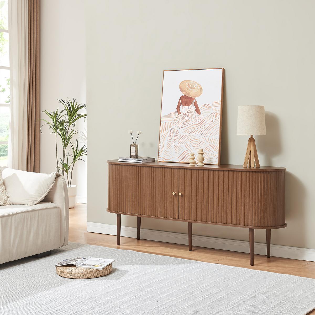 SIDEBOARD Mapia - Walnussfarben, Holzwerkstoff (166/70/40cm) - [en.casa]