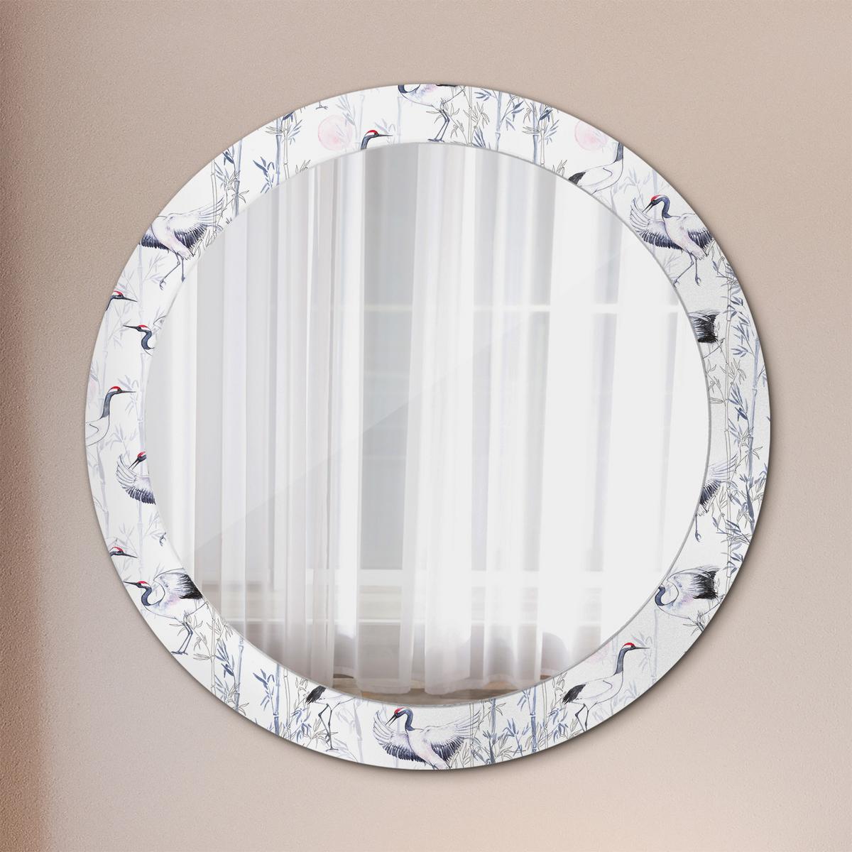SPIEGEL Rund Ø 80 cm mit Aufdruck - Blau/Weiß, Glas (80/80/0.4cm) - Wallfluent