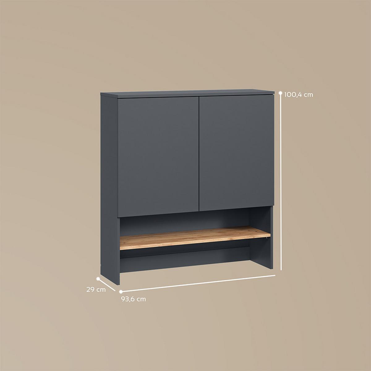 WASCHMASCHINENSCHRANK Paolina Anthrazit/Goldkraft Eiche 93.6 x 100.4 cm - Honigeiche/Anthrazit, Holzwerkstoff (93.6/100.4/29cm) - Livinity®