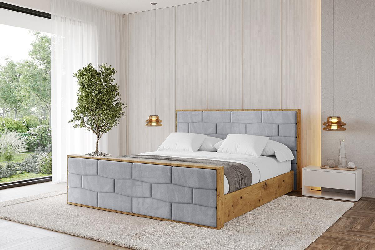 POLSTERBETT mit Bettkasten, Fußteil und Lattenrost, Boxbett mit Matratze H3/H4 - ENZO8-Z 180x200 Hellgrau - Hellgrau, Holzwerkstoff/Textil (180/200cm) - ALTDECOR
