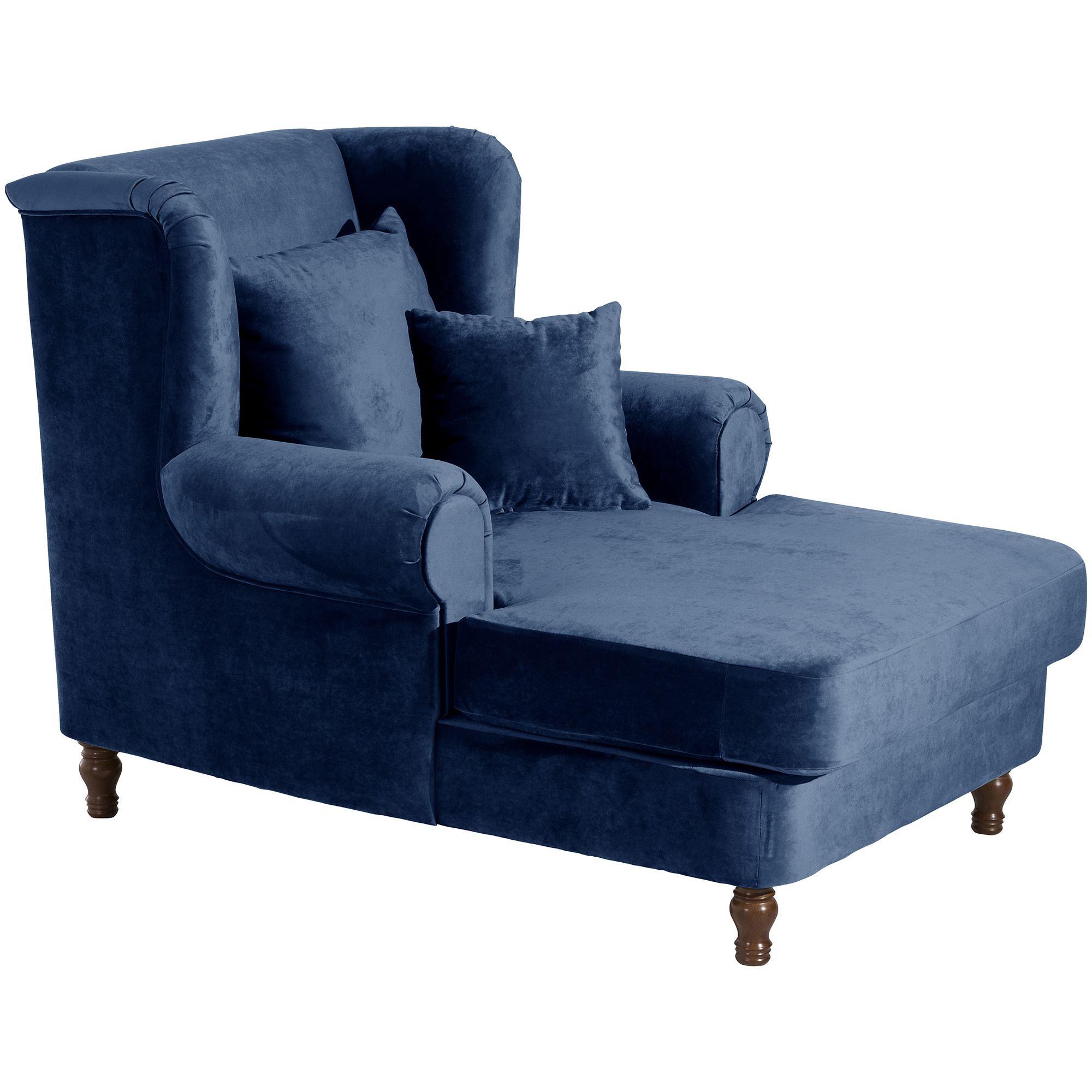 SESSEL XXL inkl. Kissen Karley Samtvelours dunkelblau - Dunkelblau, Kunststoff (103/103/149cm) - 58aufmkessel