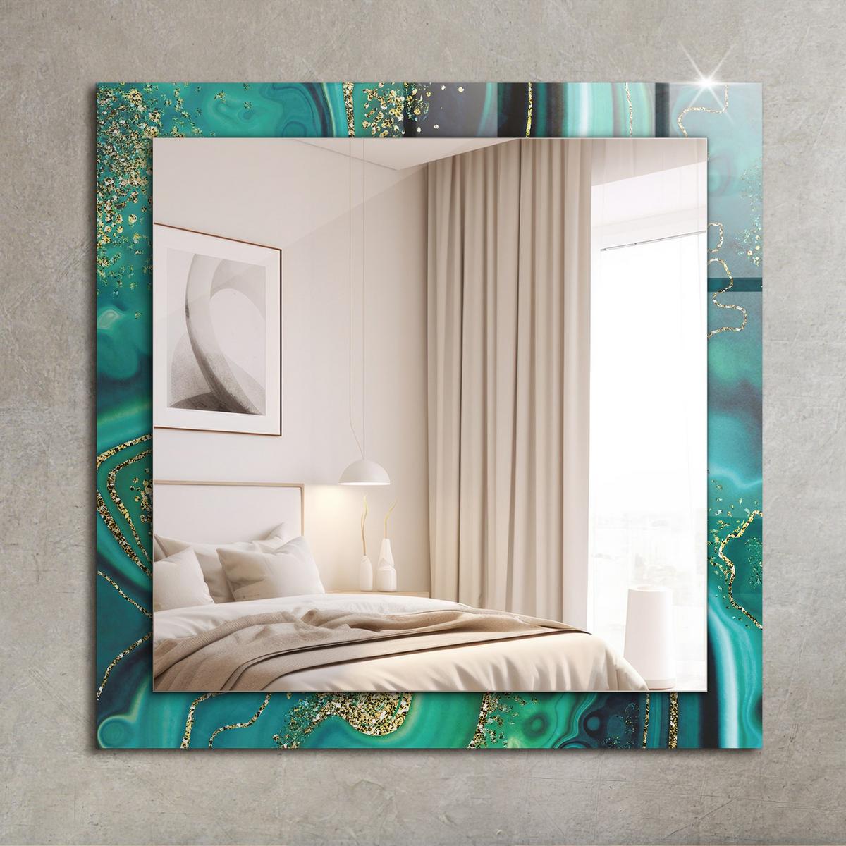 SPIEGEL 60 x 60 cm Rechteckig mit Aufdruck - Hellgrün, Glas (60/60/0.4cm) - TULUP