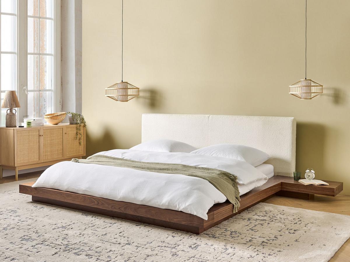 BETT mit Lattenrost 180/200 cm MDF-Platte Braun Zen - Braun, Holz (180/200cm) - Beliani