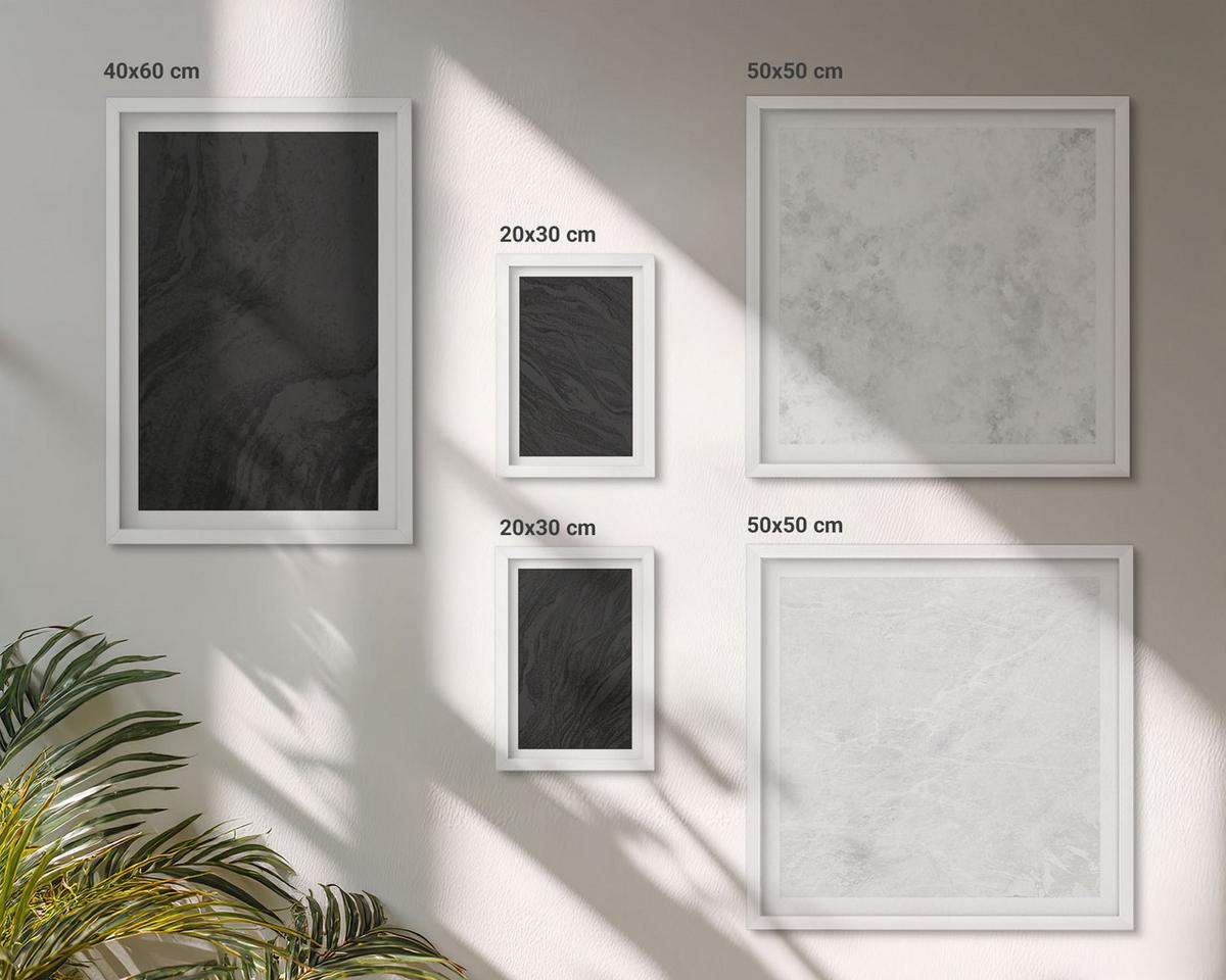 BILDER SET 5er Set - 50x50 cm & 20x30 cm & 40x60 cm Weißer Rahmen - Dunkles Licht, glamouröse Marmor - Weiß, Kunststoff (40/60cm) - TULUP